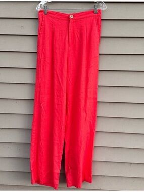 Red linen blend trousers pants wide leg women’s large love tree